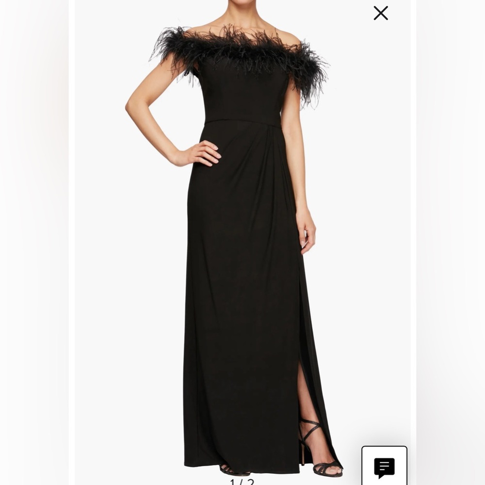 Alex Evenings Off-Shoulder Black Maxi Dress